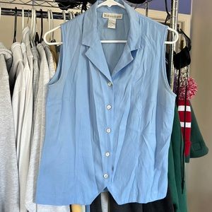 Blue button up tank top